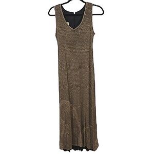 Damianou Gold Stretch Crochet Knit Gown Small